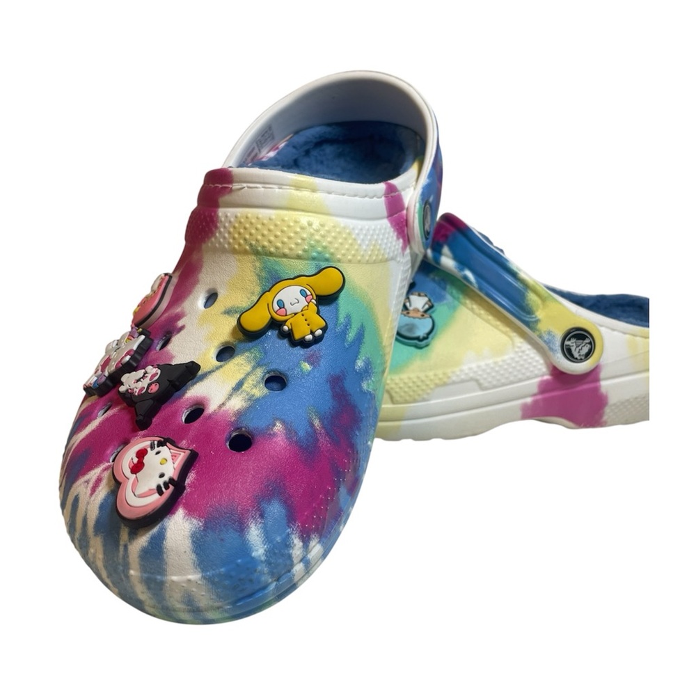 CROCS Kids Multicolor Tie-Dye Slippers with Charms